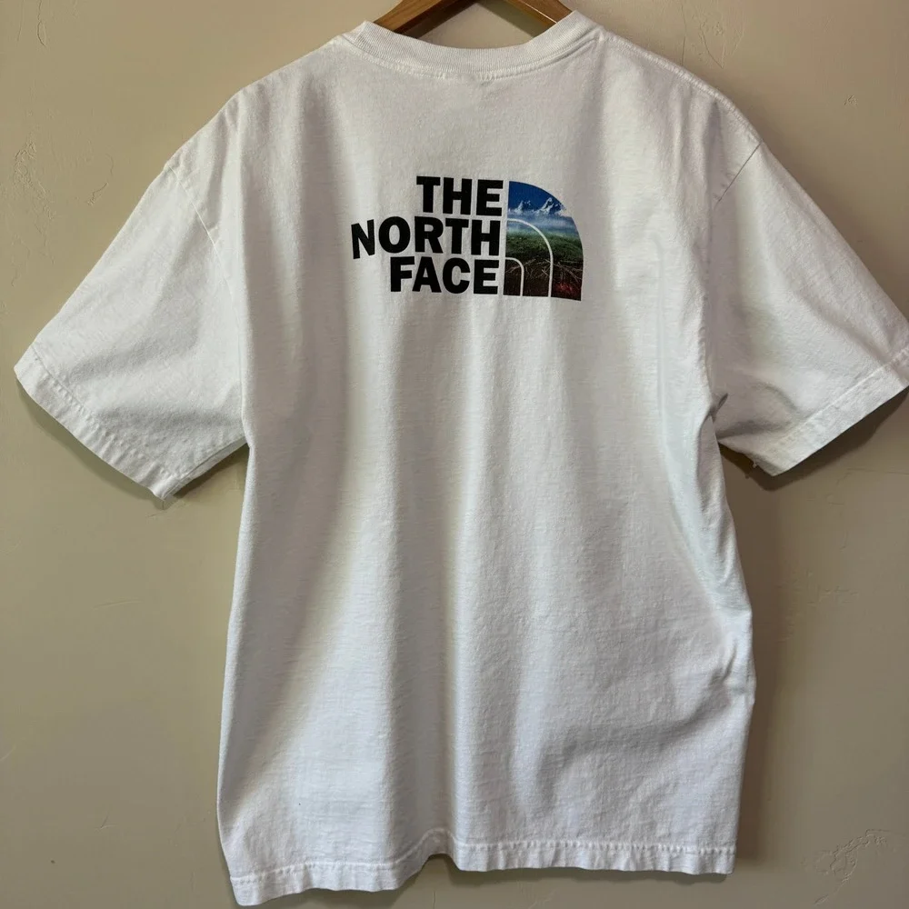 The North‎ Face T-Shirt Mens Large White Half Dome Logo Cotton Short Sleeve Tee